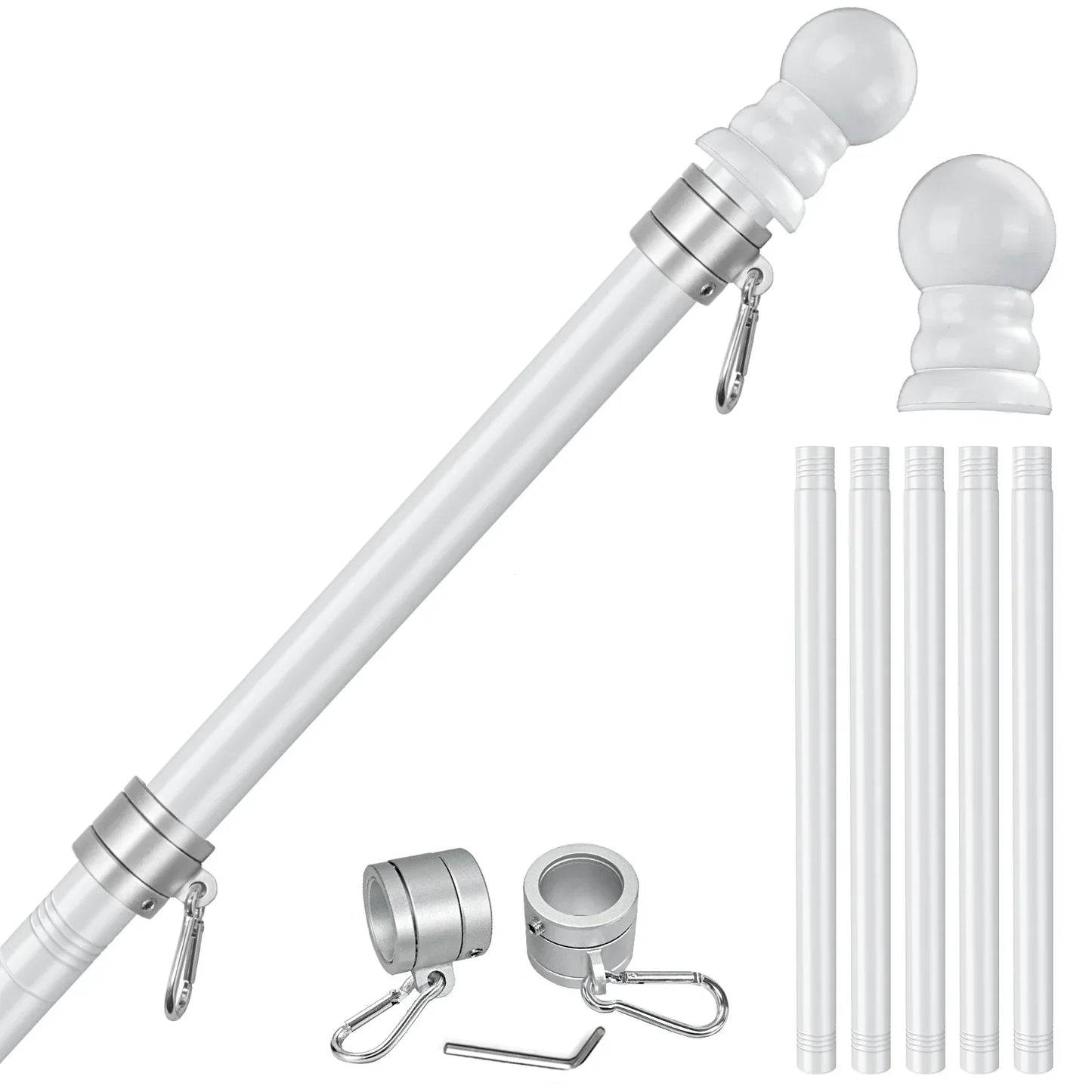 5-Section 6FT Stainless Steel Flagpole - FlagStars