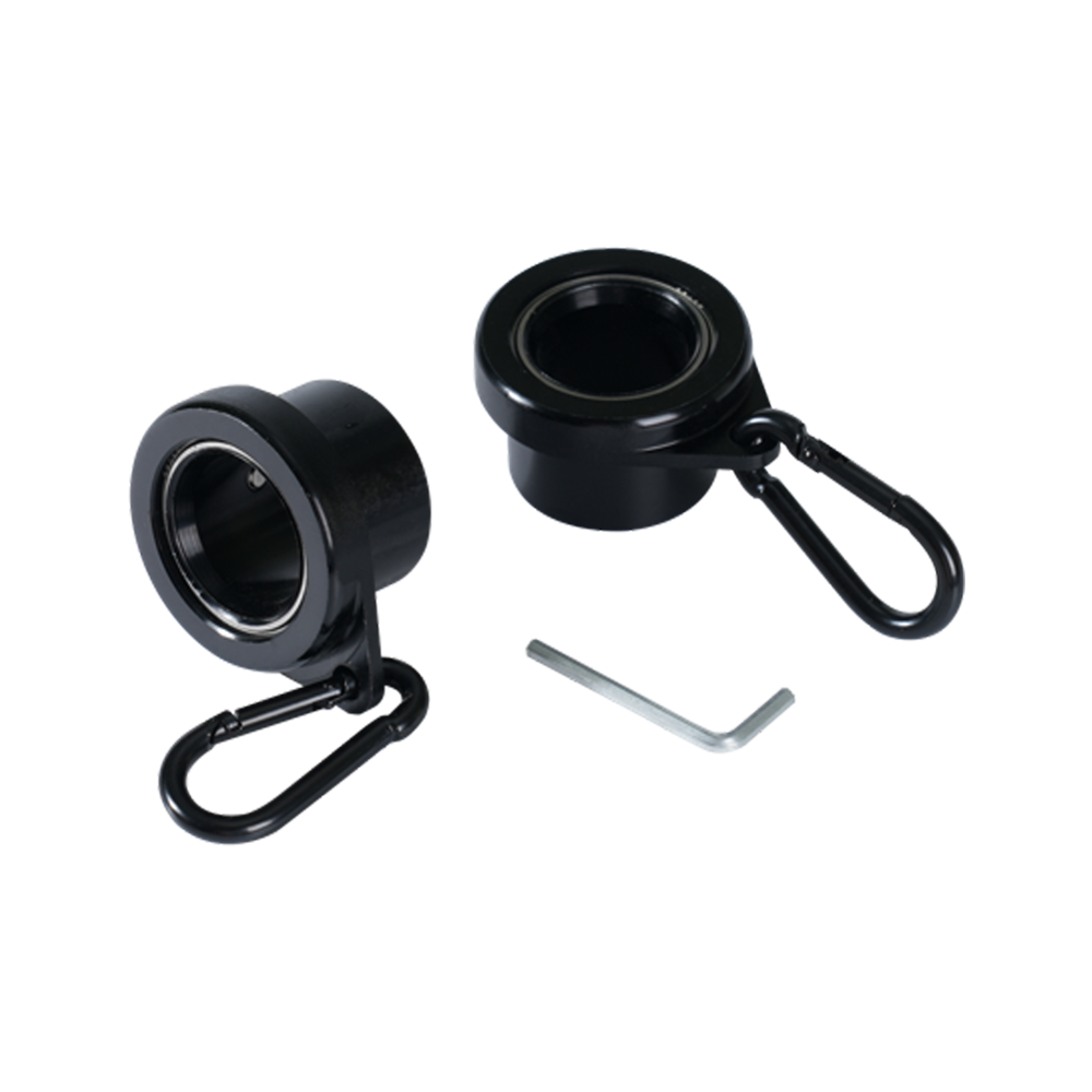 Flag Stars Inc Aluminum Alloy Bearing Rings—two black, corrosion-resistant rings with 360° swivel carabiners and a small L-shaped hex key—are shown on a white background.