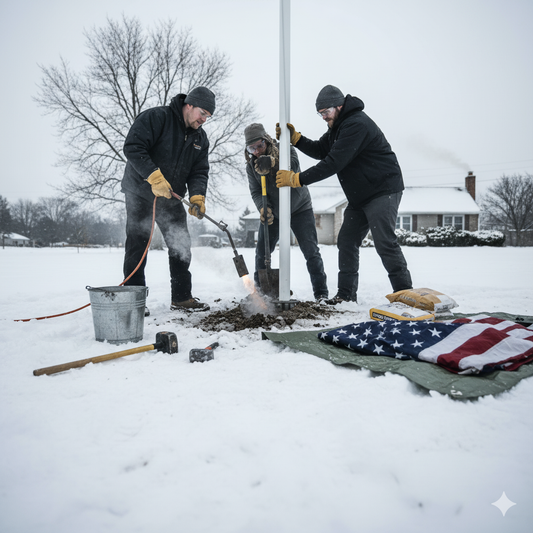 How to Install a Flagpole in Frozen Ground