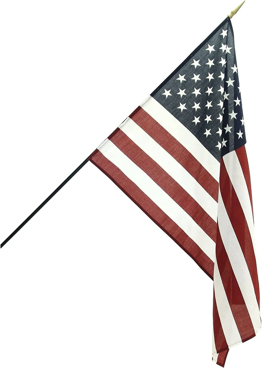 2ft x 3ft Polyester Classroom American Flag with 48" Black Wood Staff & Spear Tip - Made in USA