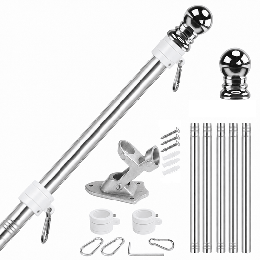 5-Section 5FT Stainless Steel Flagpole Kit - FlagStars