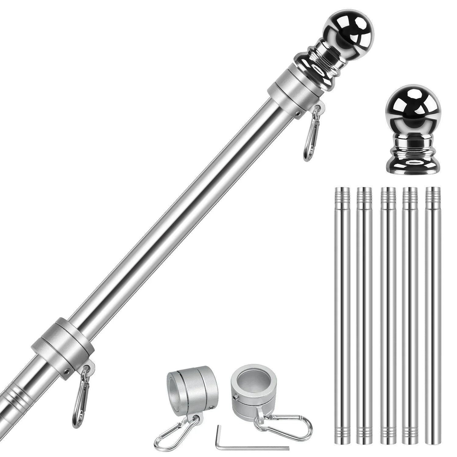 5 - Section 6FT Stainless Steel Flagpole - FlagStars