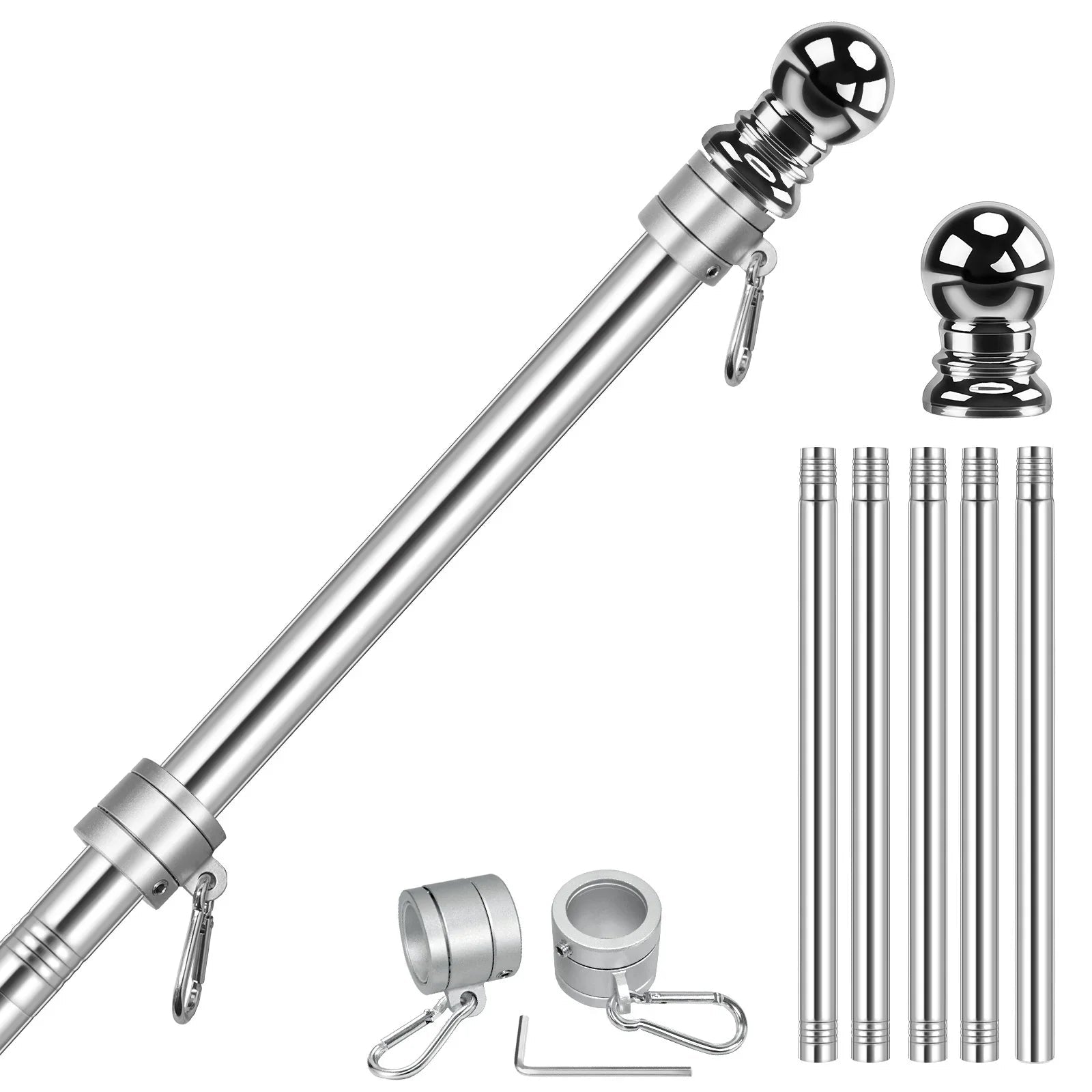 5 - Section 6FT Stainless Steel Flagpole - FlagStars