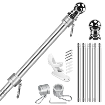 5 - Section 6FT Stainless Steel Flagpole Kit - FlagStars