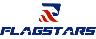 Logo featuring a stylized eagle integrated with an American flag design above the word "FLAGSTARS" in bold, blue letters, representing a manufacturer known for hand-made, long-lasting products.