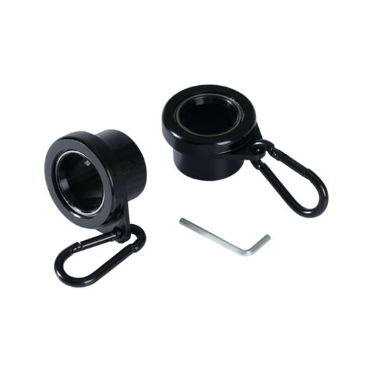 Flag Stars Inc Aluminum Alloy Bearing Rings—two black, corrosion-resistant rings with 360° swivel carabiners and a small L-shaped hex key—are shown on a white background.