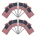 Poly Cotton US Stick Flag with Gloss Black Wood Stick - 12 Pack, Made in USA - FlagStars