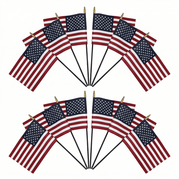 Poly Cotton US Stick Flag - 12 Pack