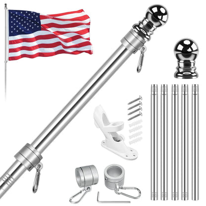 Premium American Flag Display Set - Durable US Made Flag, Pole, Mount & Aluminum Rings - FlagStars